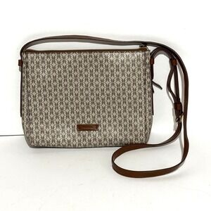Fossil Felicity Monogram Crossbody Bag Brown‎ Tan Signature Print Shoulder Strap